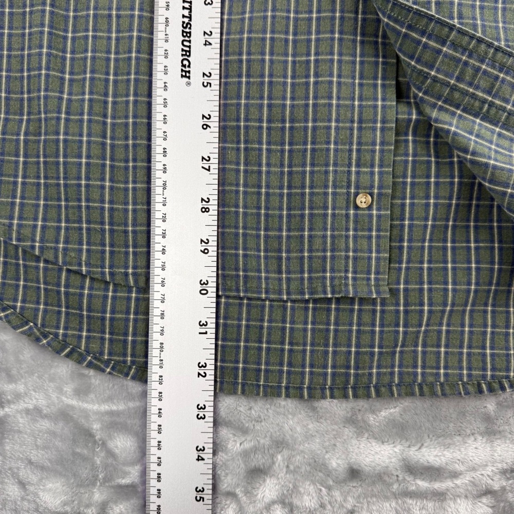 Wrangler Rugged Wear Mens XL Green Blue Plaid Short Sleeve Button Down Shirt - Picture 4 of 14